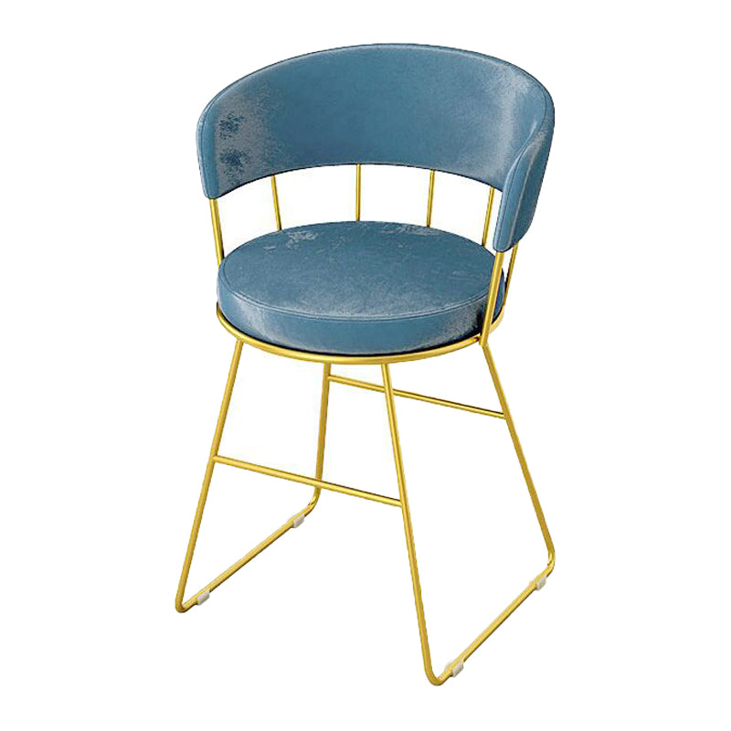 Nordic Glam Dining Chairs Armless Windsor Back Side Chairs for Kitchen with Metal Legs