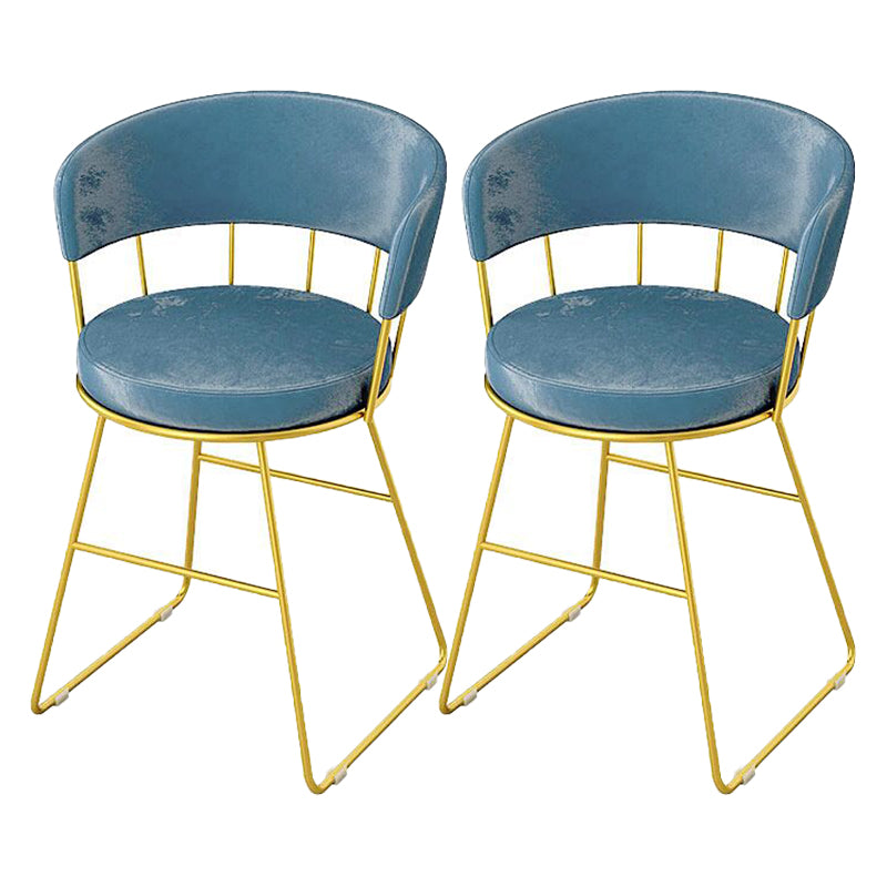 Nordic Glam Dining Chairs Armless Windsor Back Side Chairs for Kitchen with Metal Legs