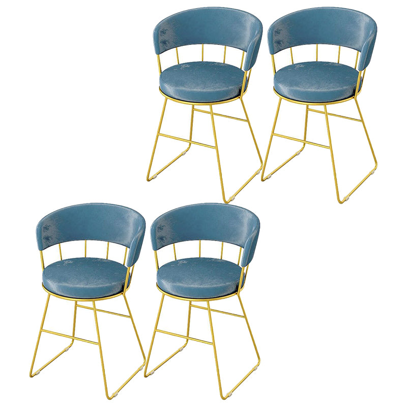 Nordic Glam Dining Chairs Armless Windsor Back Side Chairs for Kitchen with Metal Legs