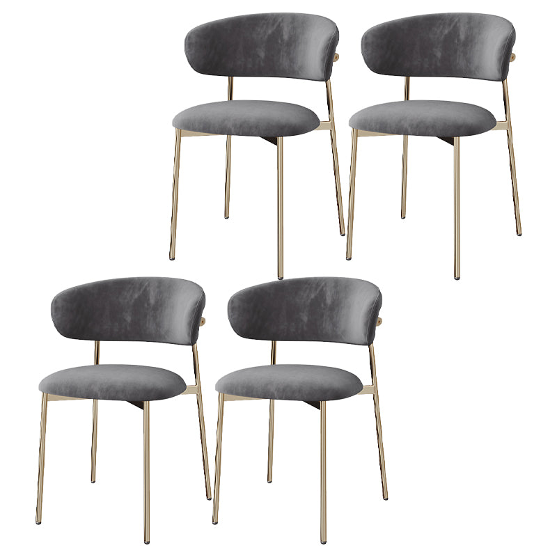 Silla lateral tapizada escandinava para restaurante, silla de comedor con parte trasera abierta y acabado mate