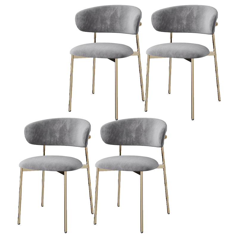 Silla lateral tapizada escandinava para restaurante, silla de comedor con parte trasera abierta y acabado mate