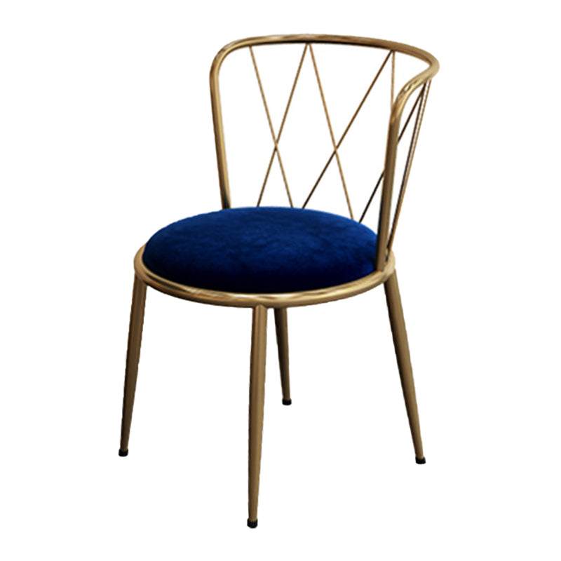 Silla de comedor de terciopelo Glam, sillas de comedor de metal sin brazos para uso doméstico