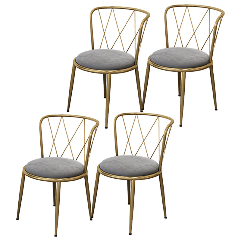 Silla de comedor de terciopelo Glam, sillas de comedor de metal sin brazos para uso doméstico