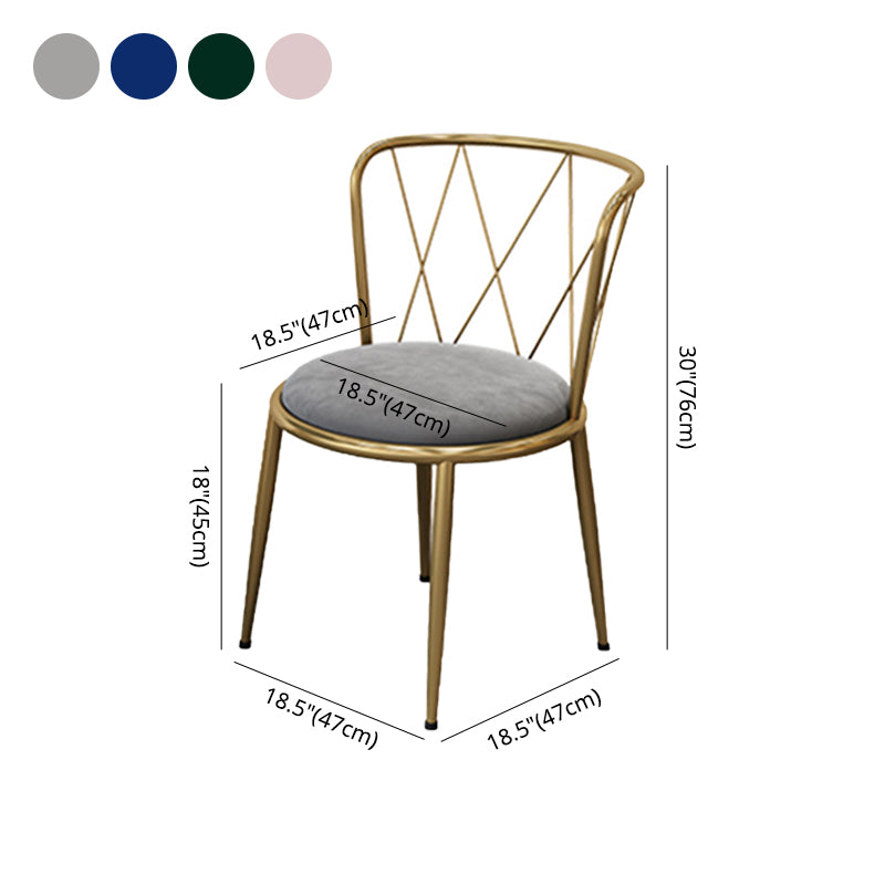 Silla de comedor de terciopelo Glam, sillas de comedor de metal sin brazos para uso doméstico