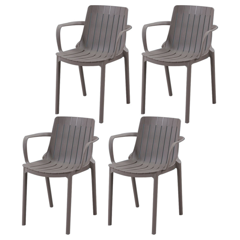 Sillas interiores y exteriores de plástico modernas, sillón con respaldo de listones para restaurante