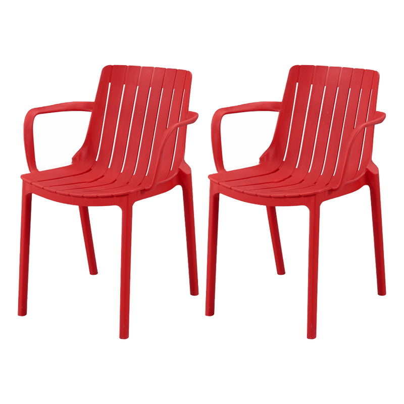 Sillas interiores y exteriores de plástico modernas, sillón con respaldo de listones para restaurante