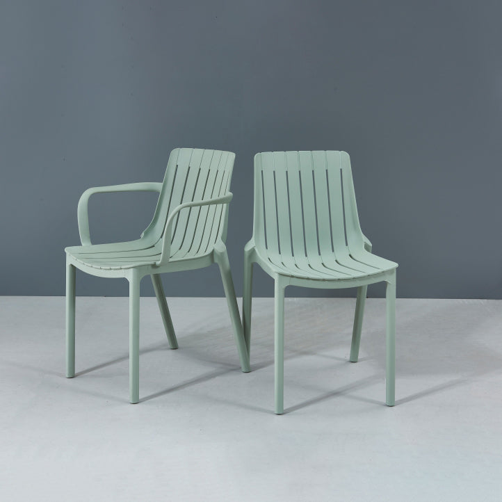 Sillas interiores y exteriores de plástico modernas, sillón con respaldo de listones para restaurante