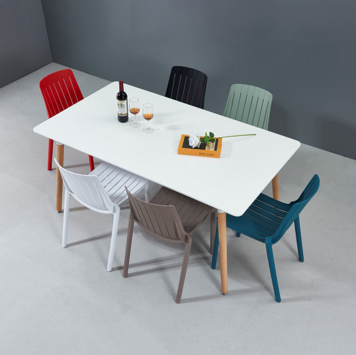 Sillas interiores y exteriores de plástico modernas, sillón con respaldo de listones para restaurante