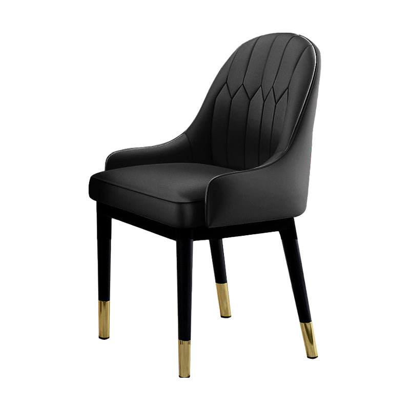 Sillas de comedor Glam, silla Parsons curvada de cuero con acabado mate para cocina