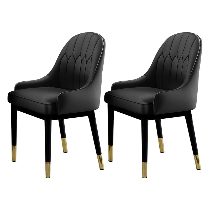 Sillas de comedor Glam, silla Parsons curvada de cuero con acabado mate para cocina