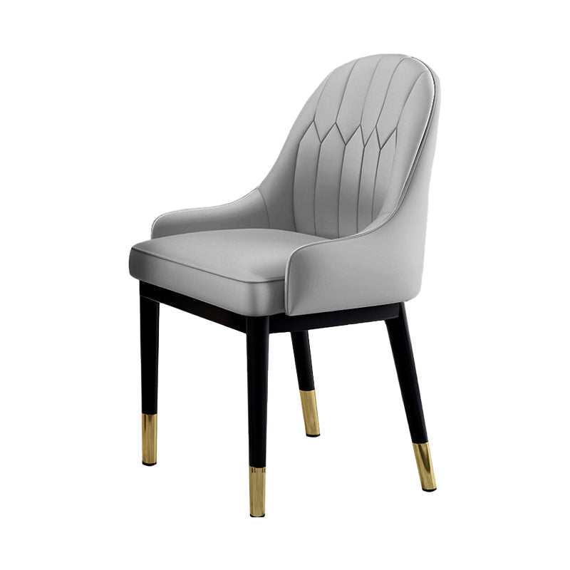 Sillas de comedor Glam, silla Parsons curvada de cuero con acabado mate para cocina