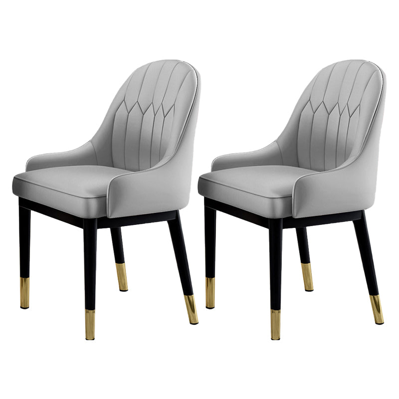 Sillas de comedor Glam, silla Parsons curvada de cuero con acabado mate para cocina