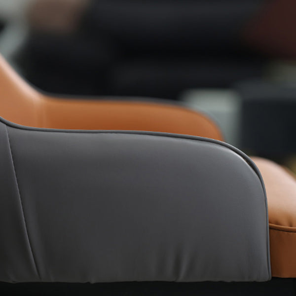 Sillas de comedor Glam, silla Parsons curvada de cuero con acabado mate para cocina