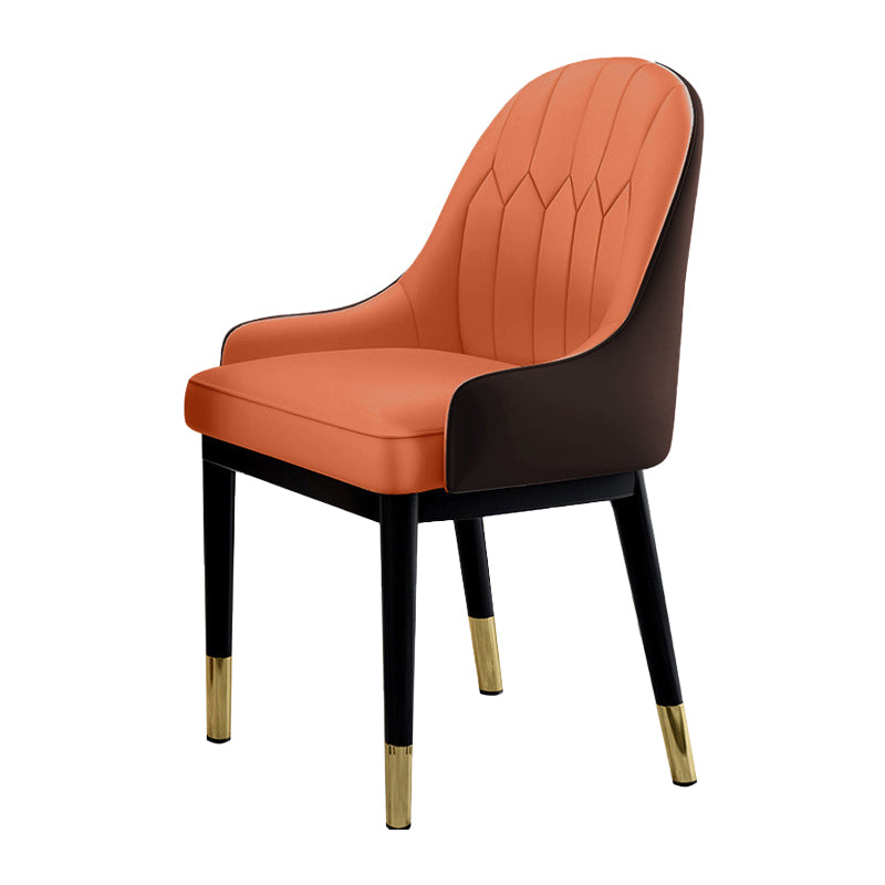 Sillas de comedor Glam, silla Parsons curvada de cuero con acabado mate para cocina