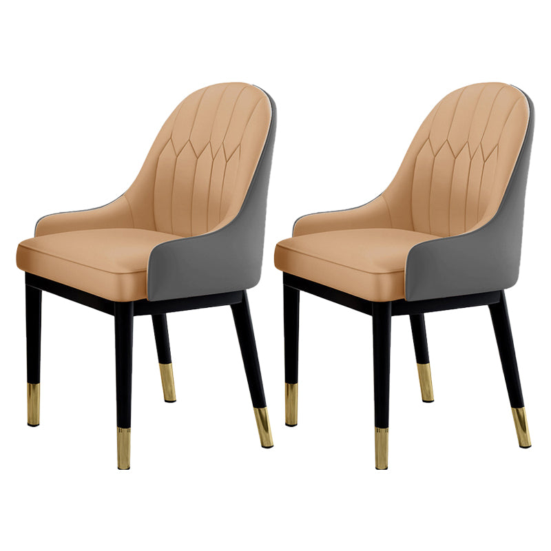 Sillas de comedor Glam, silla Parsons curvada de cuero con acabado mate para cocina