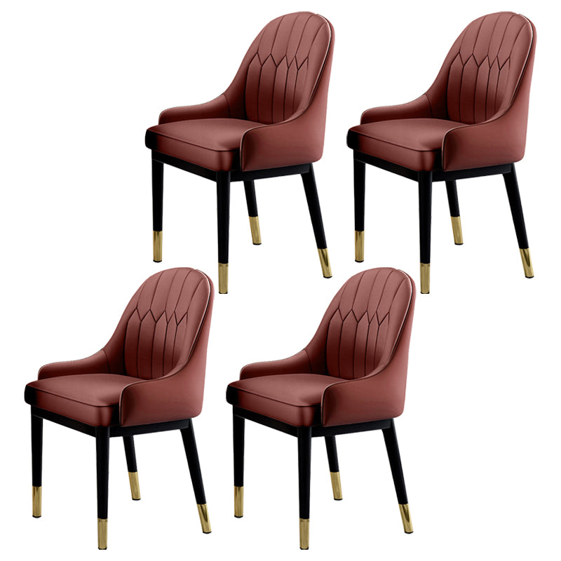 Sillas de comedor Glam, silla Parsons curvada de cuero con acabado mate para cocina