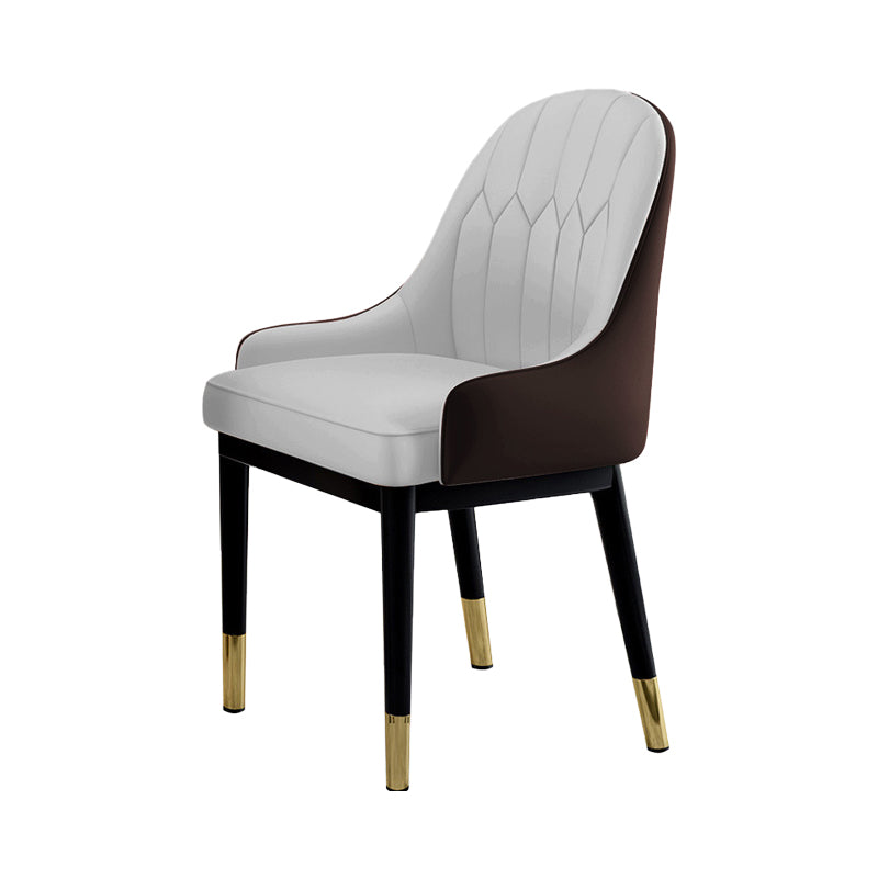 Sillas de comedor Glam, silla Parsons curvada de cuero con acabado mate para cocina