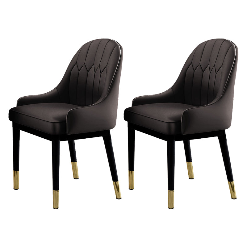 Sillas de comedor Glam, silla Parsons curvada de cuero con acabado mate para cocina