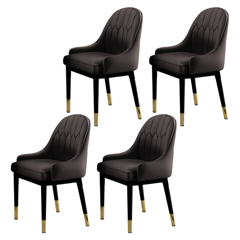 Sillas de comedor Glam, silla Parsons curvada de cuero con acabado mate para cocina