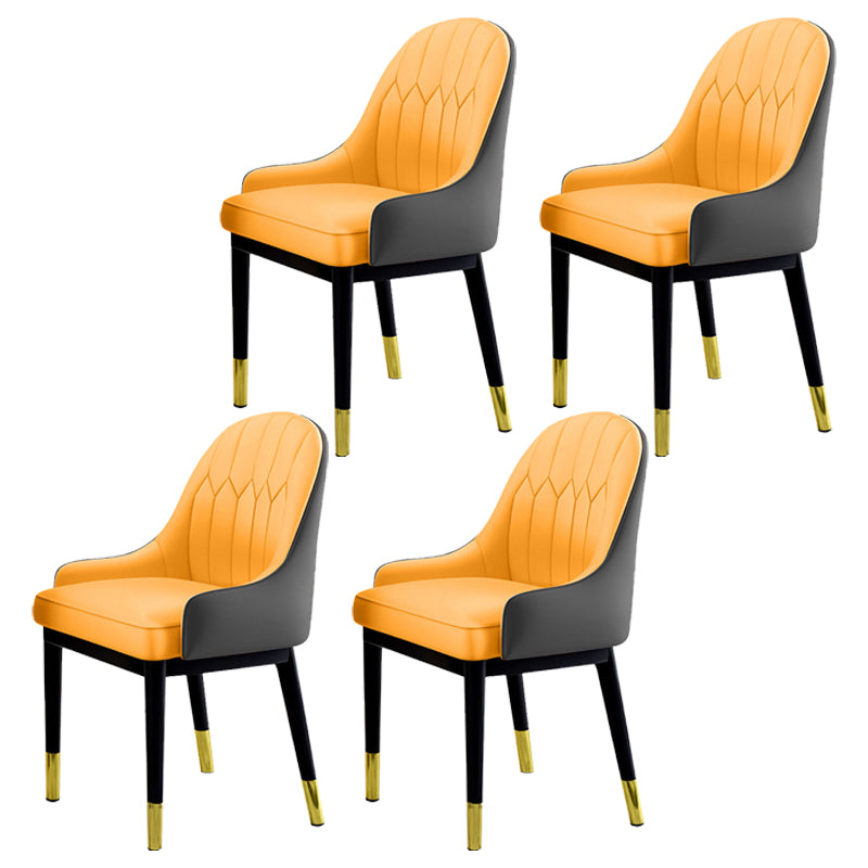 Sillas de comedor Glam, silla Parsons curvada de cuero con acabado mate para cocina