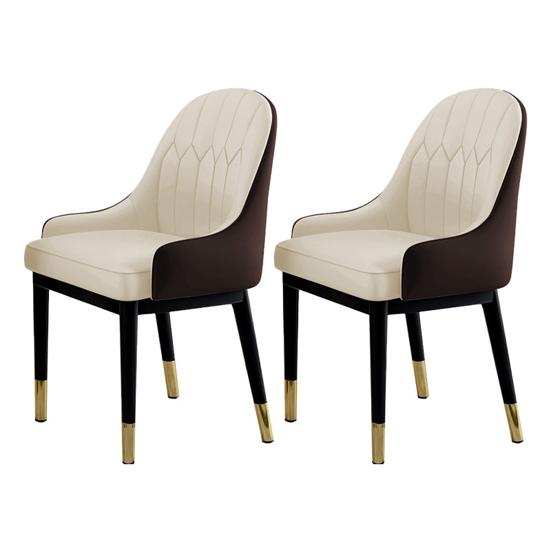 Sillas de comedor Glam, silla Parsons curvada de cuero con acabado mate para cocina