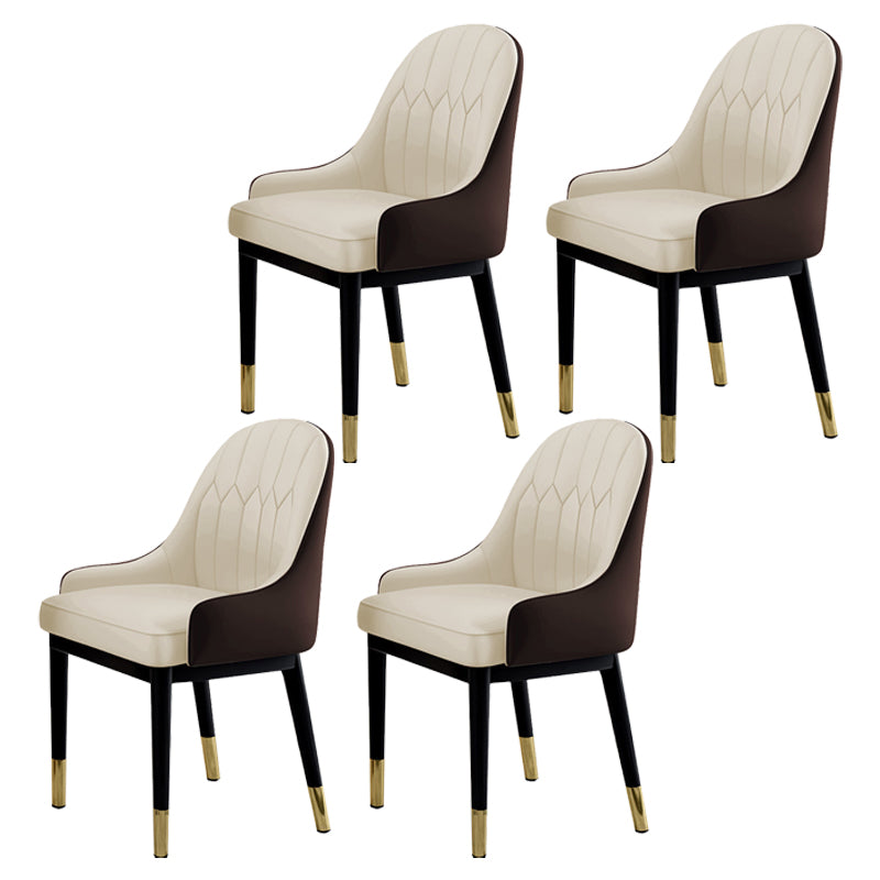 Sillas de comedor Glam, silla Parsons curvada de cuero con acabado mate para cocina