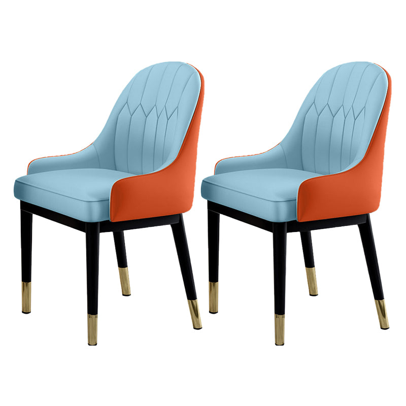 Sillas de comedor Glam, silla Parsons curvada de cuero con acabado mate para cocina