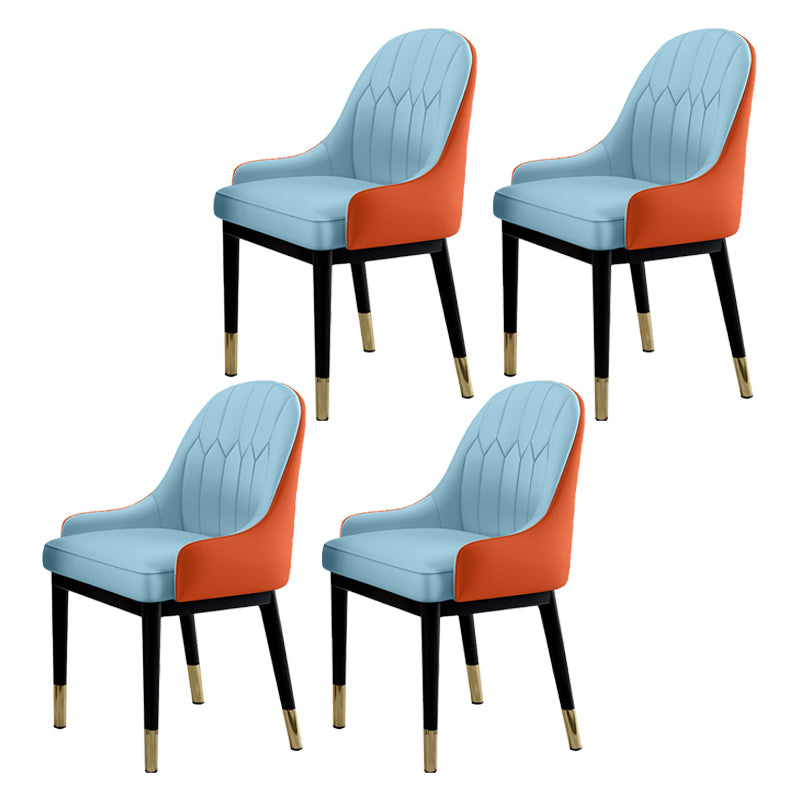 Sillas de comedor Glam, silla Parsons curvada de cuero con acabado mate para cocina