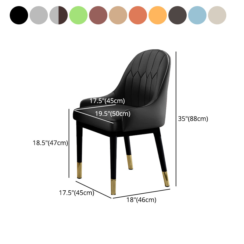 Sillas de comedor Glam, silla Parsons curvada de cuero con acabado mate para cocina