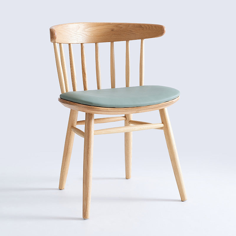 Silla trasera Windsor contemporánea, silla sin brazos de comedor de madera maciza