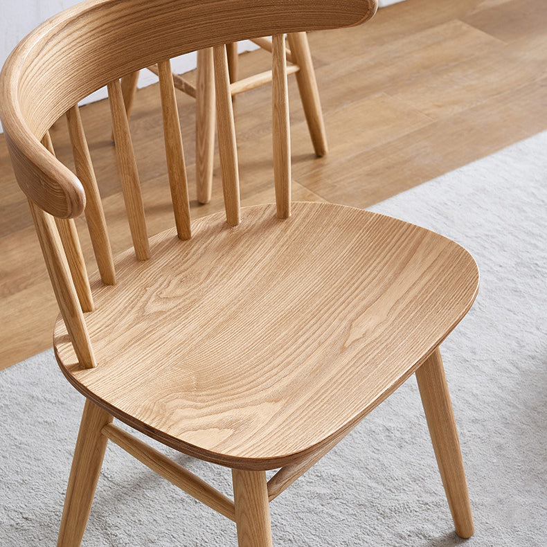 Silla trasera Windsor contemporánea, silla sin brazos de comedor de madera maciza