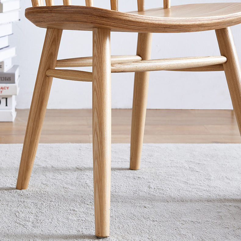 Silla trasera Windsor contemporánea, silla sin brazos de comedor de madera maciza