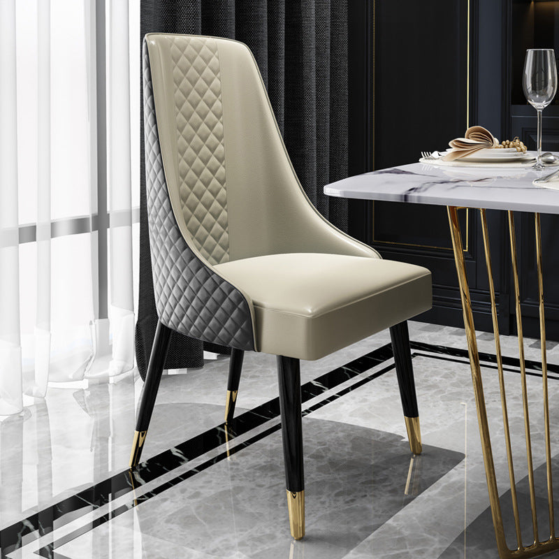 Silla lateral curvada de cuero contemporánea Sillas Parsons con acabado mate