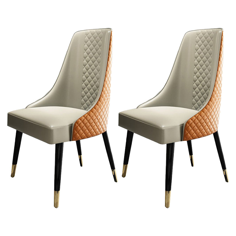 Silla lateral curvada de cuero contemporánea Sillas Parsons con acabado mate