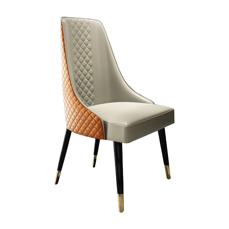 Silla lateral curvada de cuero contemporánea Sillas Parsons con acabado mate