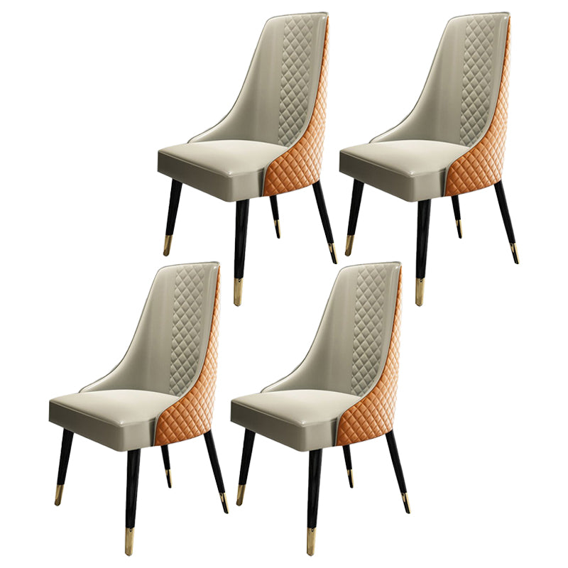 Silla lateral curvada de cuero contemporánea Sillas Parsons con acabado mate