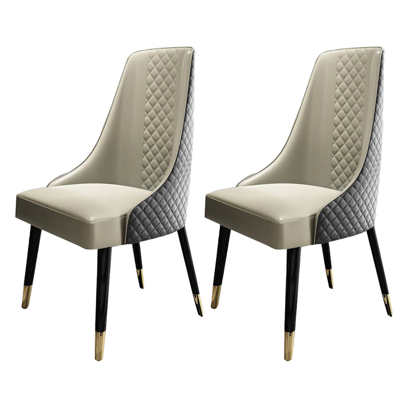 Silla lateral curvada de cuero contemporánea Sillas Parsons con acabado mate