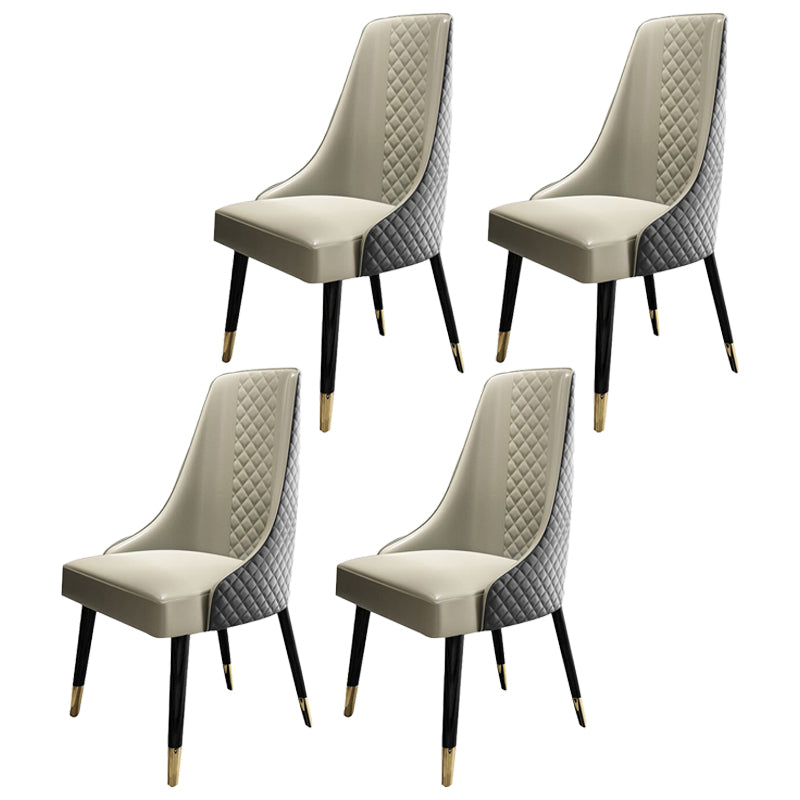 Silla lateral curvada de cuero contemporánea Sillas Parsons con acabado mate