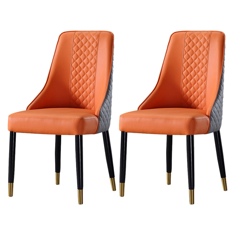 Silla lateral curvada de cuero contemporánea Sillas Parsons con acabado mate