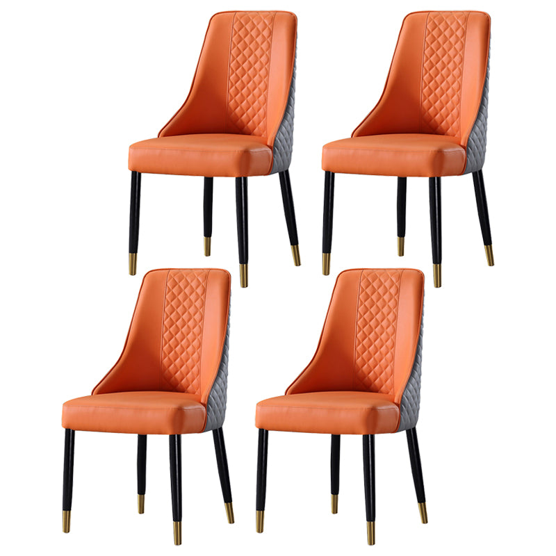 Silla lateral curvada de cuero contemporánea Sillas Parsons con acabado mate