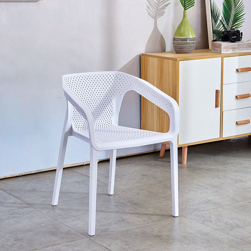 Modern Plastic Kitchen Dining Armchair Solid Back Dining Chair for Home Use