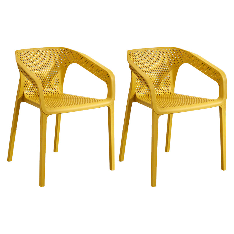 Modern Plastic Kitchen Dining Armchair Solid Back Dining Chair for Home Use