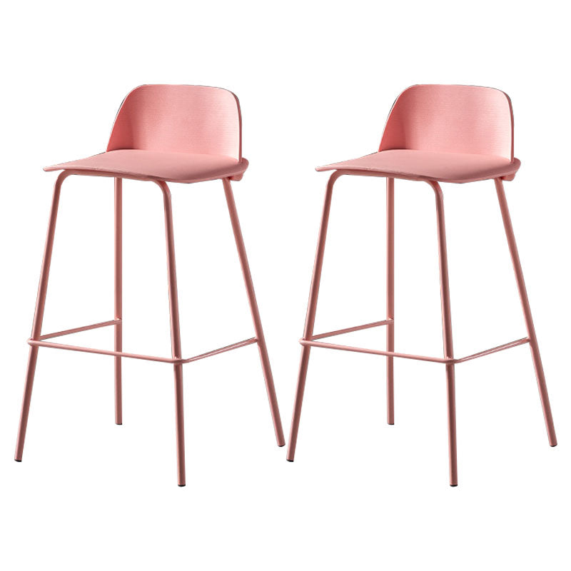Modern Plastic Seats Macron Barstool Metal 4 Legs Bar Stool for Indoor, Set of 2