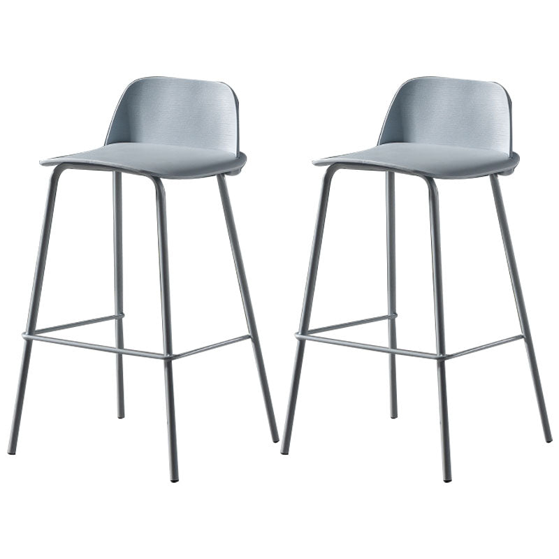 Modern Plastic Seats Macron Barstool Metal 4 Legs Bar Stool for Indoor, Set of 2