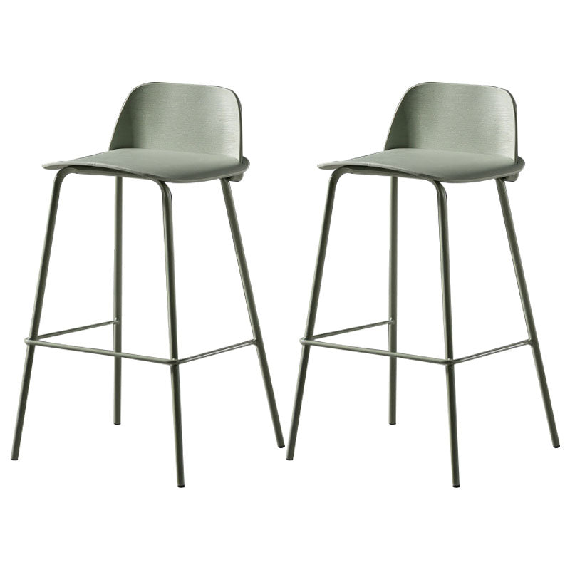 Modern Plastic Seats Macron Barstool Metal 4 Legs Bar Stool for Indoor, Set of 2