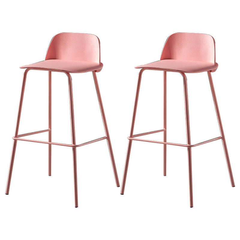 Modern Plastic Seats Macron Barstool Metal 4 Legs Bar Stool for Indoor, Set of 2