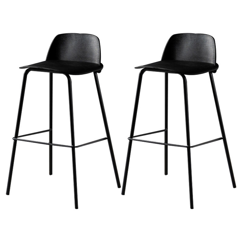 Modern Plastic Seats Macron Barstool Metal 4 Legs Bar Stool for Indoor, Set of 2