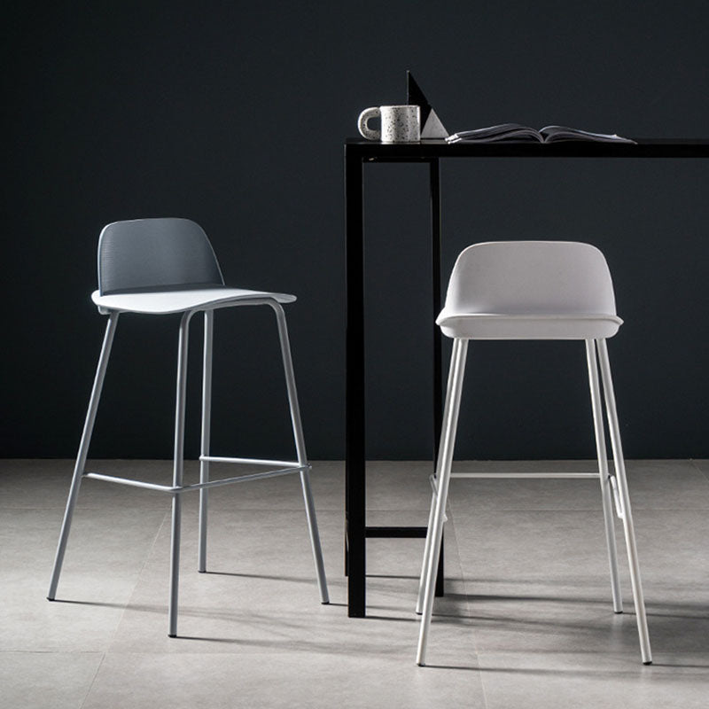 Modern Plastic Seats Macron Barstool Metal 4 Legs Bar Stool for Indoor, Set of 2
