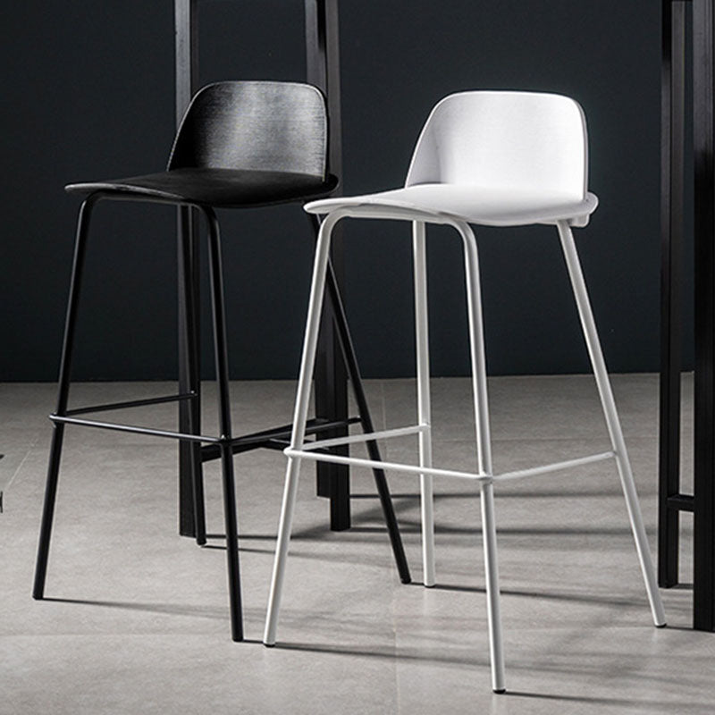 Modern Plastic Seats Macron Barstool Metal 4 Legs Bar Stool for Indoor, Set of 2