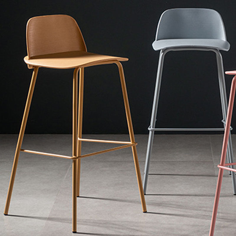 Modern Plastic Seats Macron Barstool Metal 4 Legs Bar Stool for Indoor, Set of 2